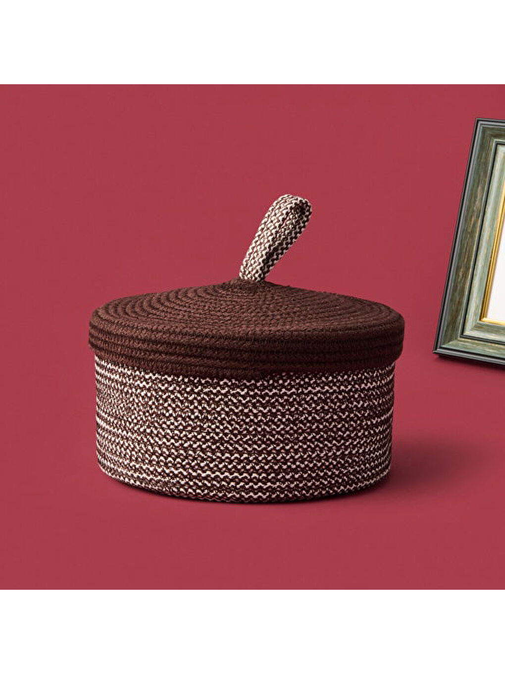 Earthy Hues Kapaklı Natürel Dekoratif Saklama Kutusu - Bej / Kahverengi - 20x10 cm-2