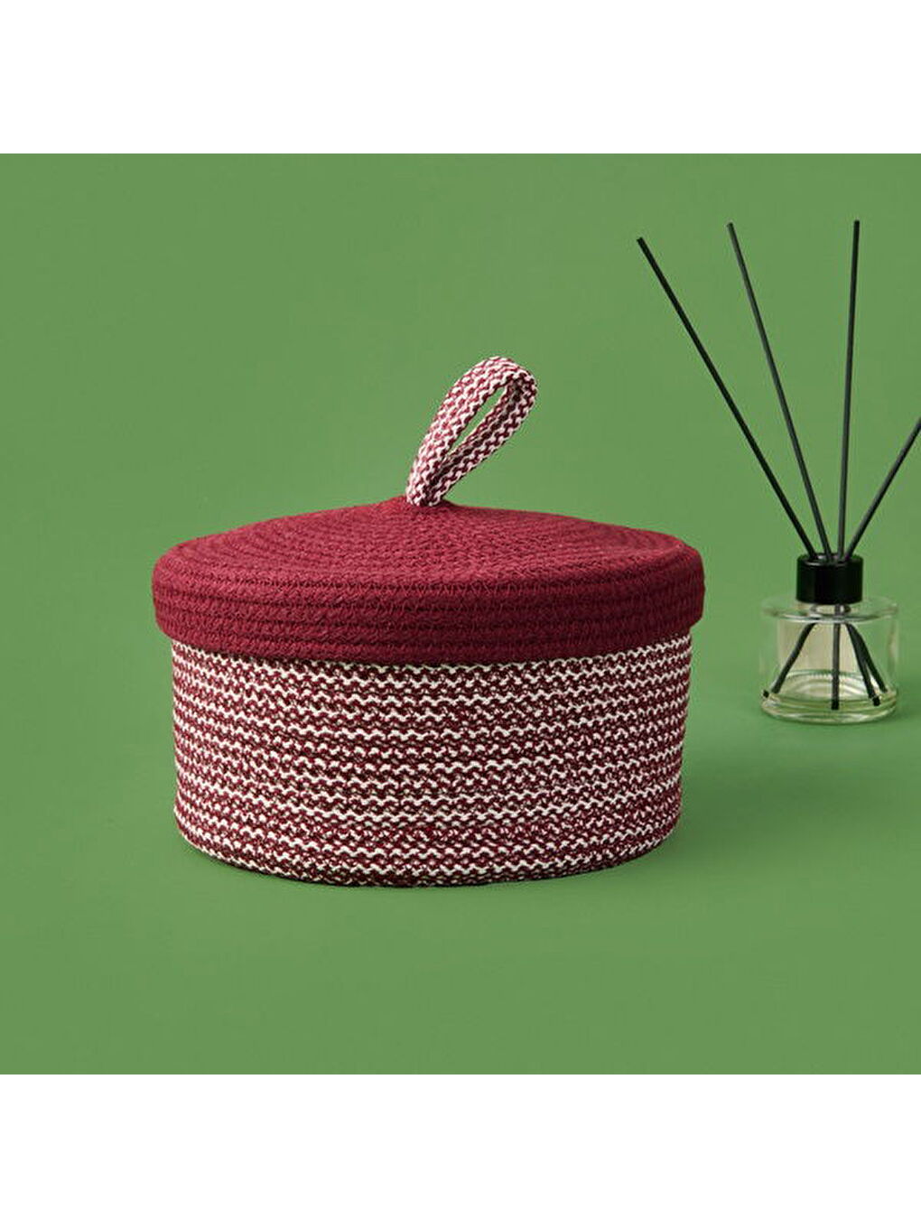 Earthy Hues Kapaklı Dekoratif Saklama Kutusu - Bordo - 20x10 cm-1