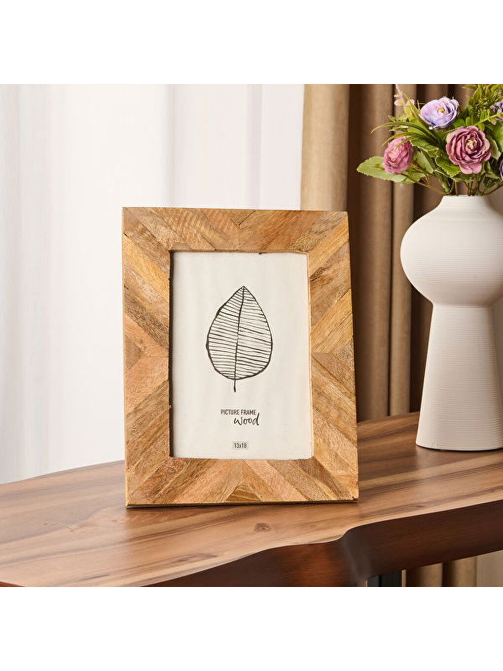 Beyaz Manga Fotoğraf Çerçevesi - Bej - 13x18 cm