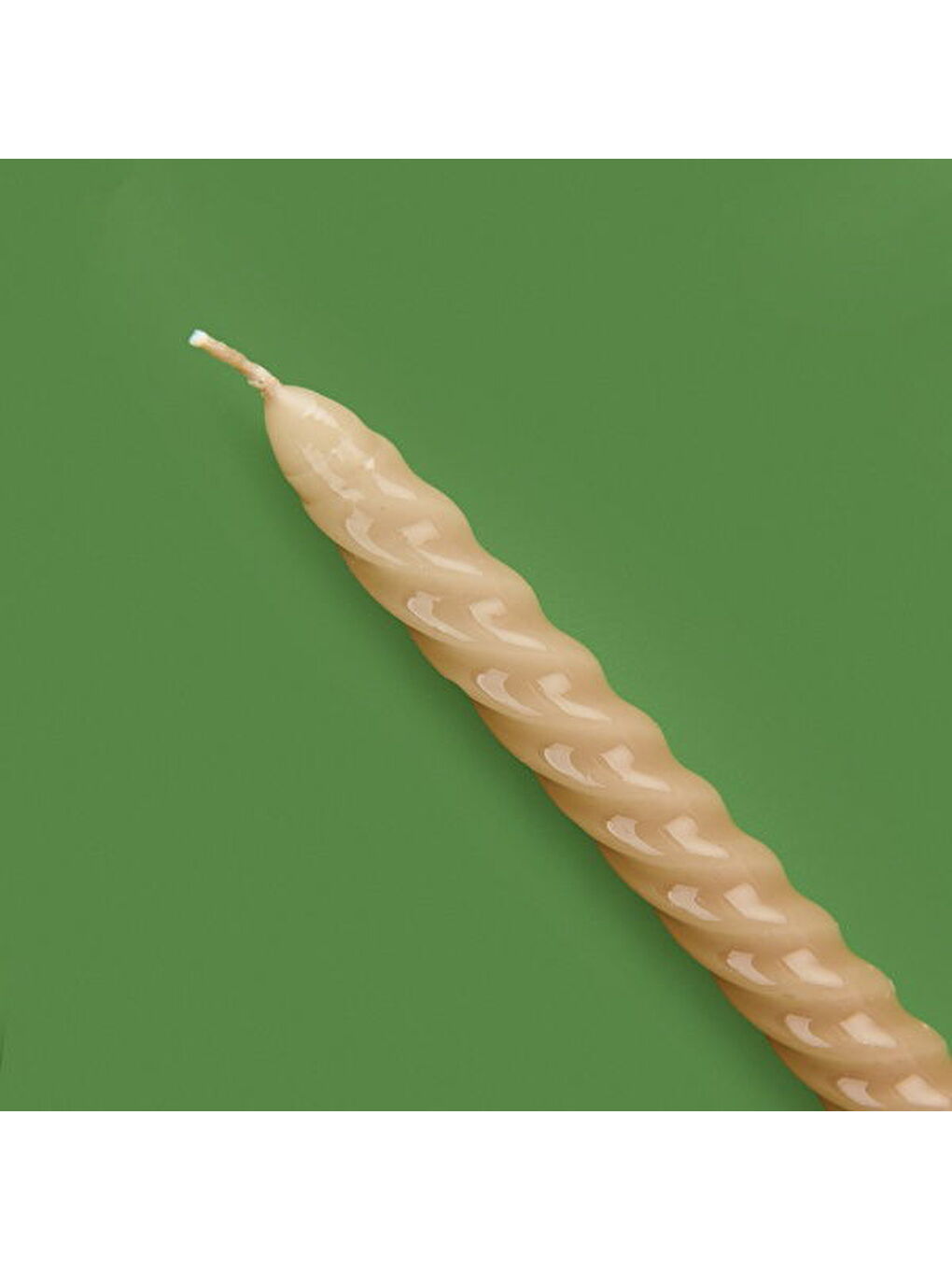 4'lü Burgulu Parlak Şamdan Mumu - Kahverengi / Bej - 25 cm-1