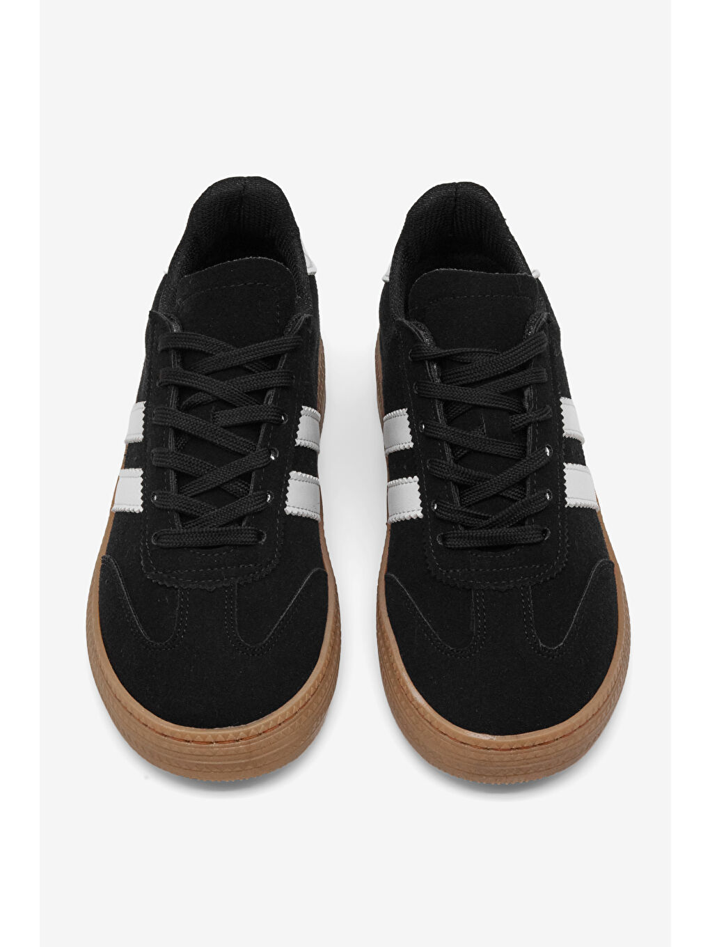 Kadın Siyah Süet Kadın Rahat Kalıp Yumuşak Deri Sneaker-4