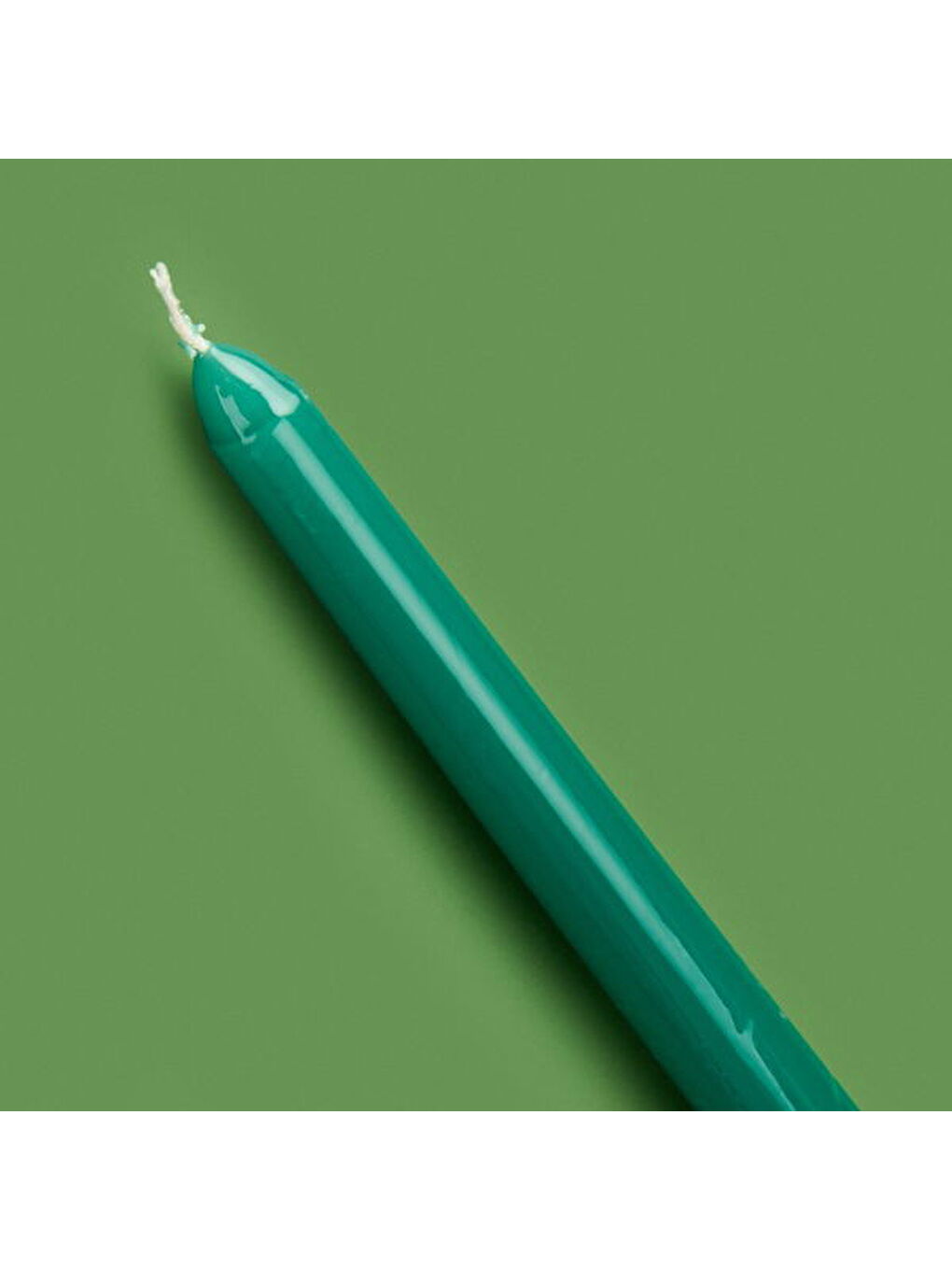 4'lü Düz Şamdan Mumu - Yeşil - 25 cm-1