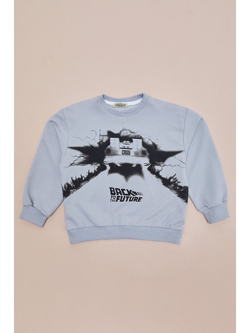 Gri Back To The Future Baskılı Erkek Çocuk Sweatshirt-2