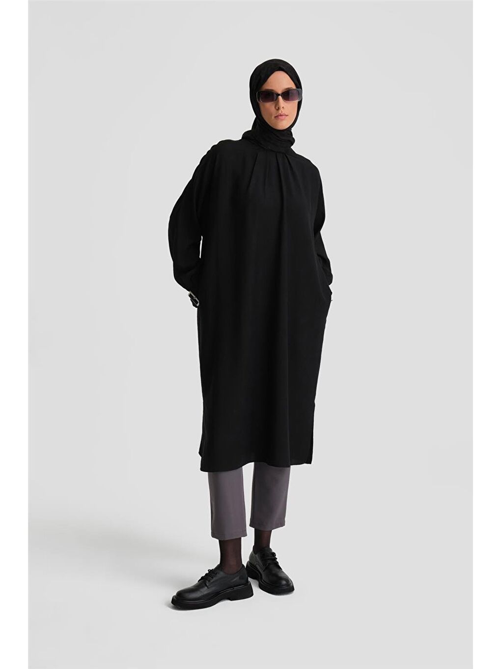 Kolu Tokalı Tunik 24K4314 Siyah-1