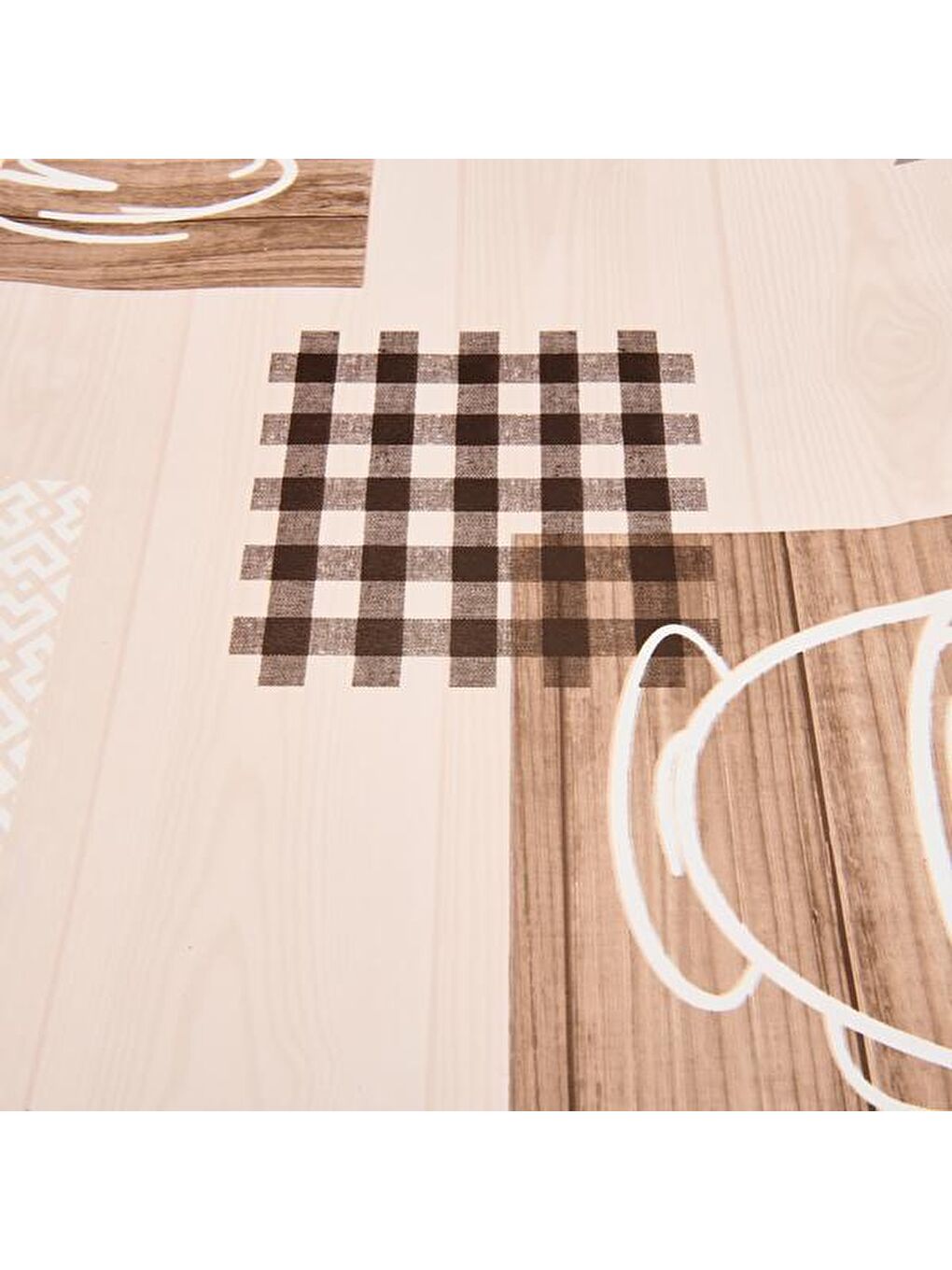 Karışık Fincan Desenli Pvc Masa Örtüsü - Renkli - 140x140 cm-1