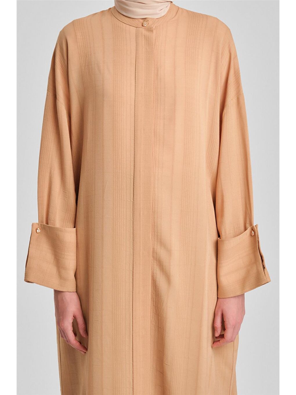 Kahverengi Çizgi Efektli Tunik 24Y4104 Camel-4