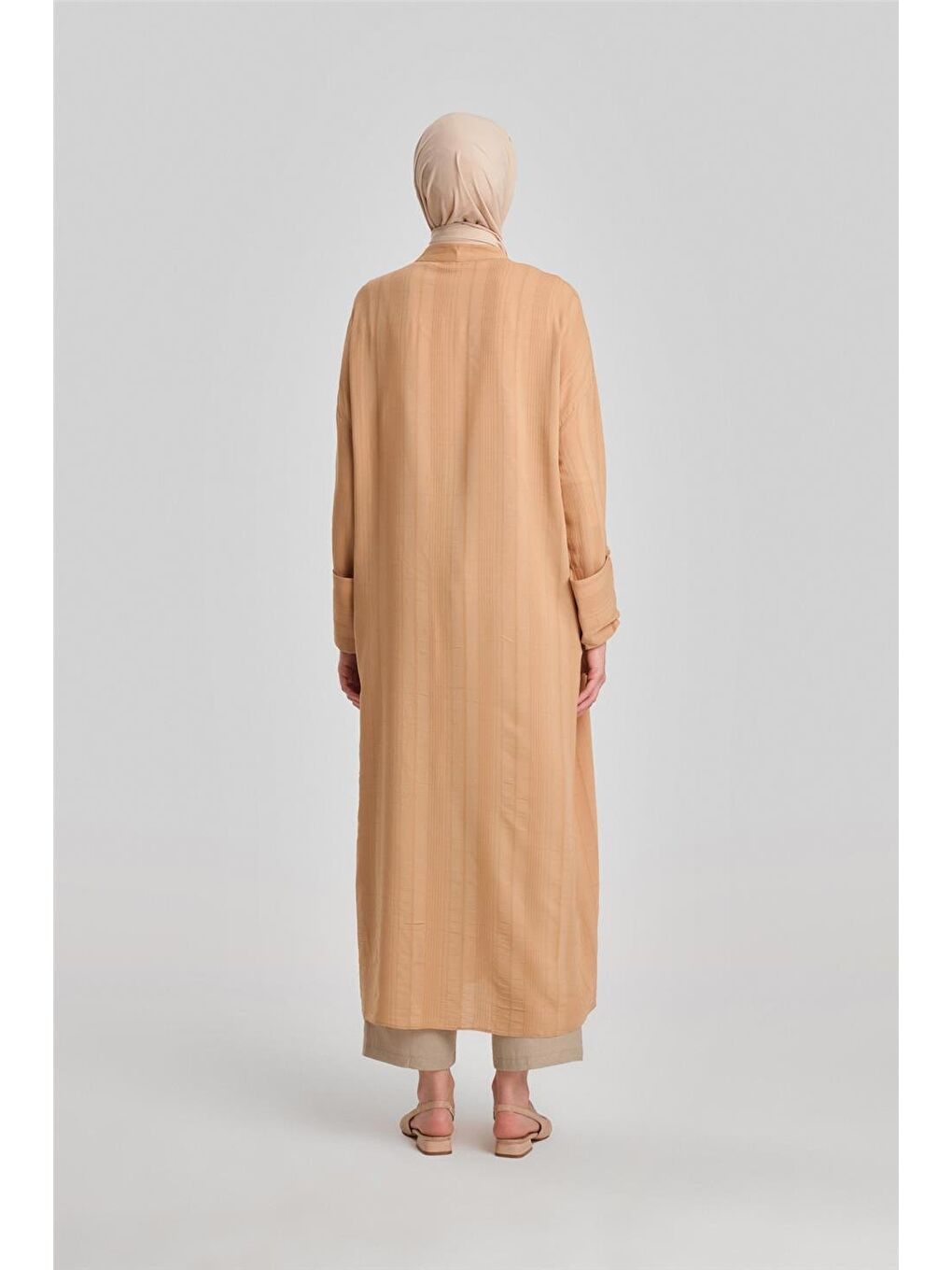 Kahverengi Çizgi Efektli Tunik 24Y4104 Camel-5