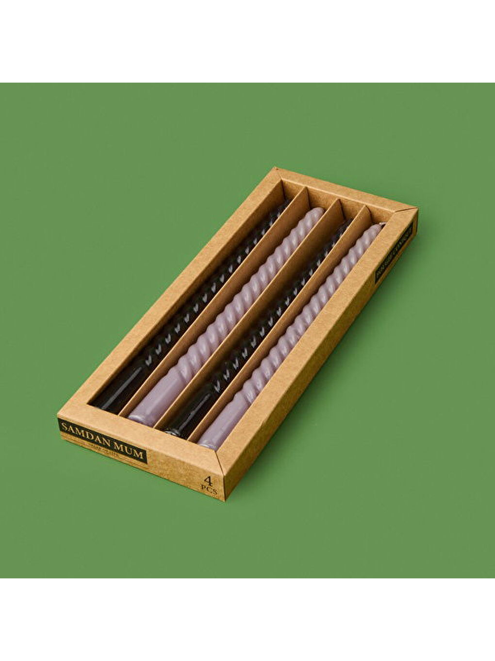 4'lü Burgulu Parlak Şamdan Mumu - Gri / Siyah - 25 cm-3