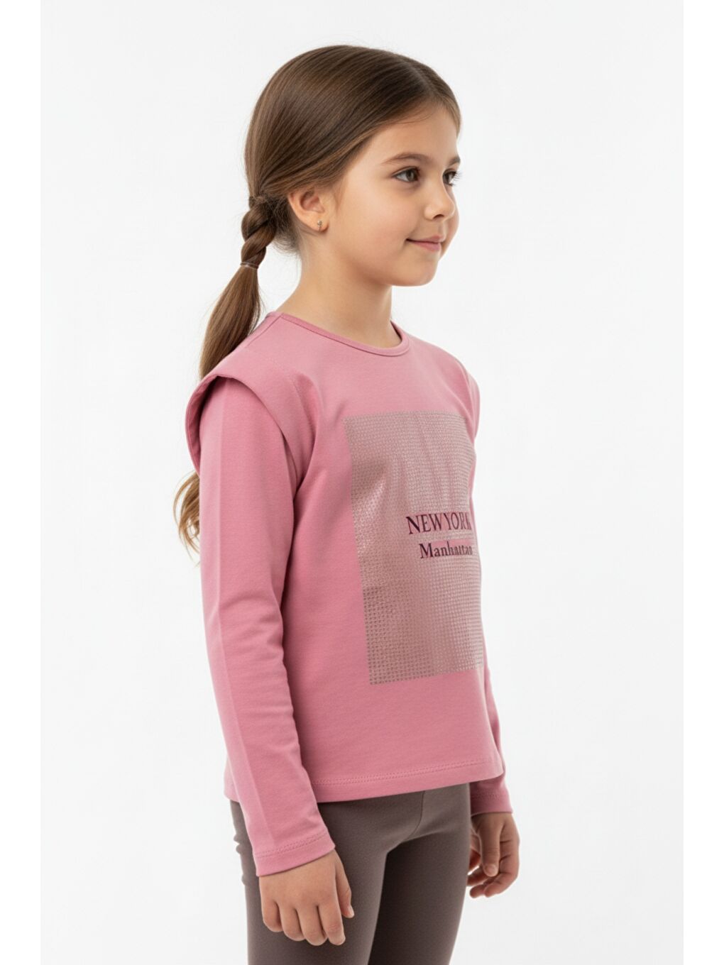 Pembe Kız Çocuk Baskılı Tişört-1