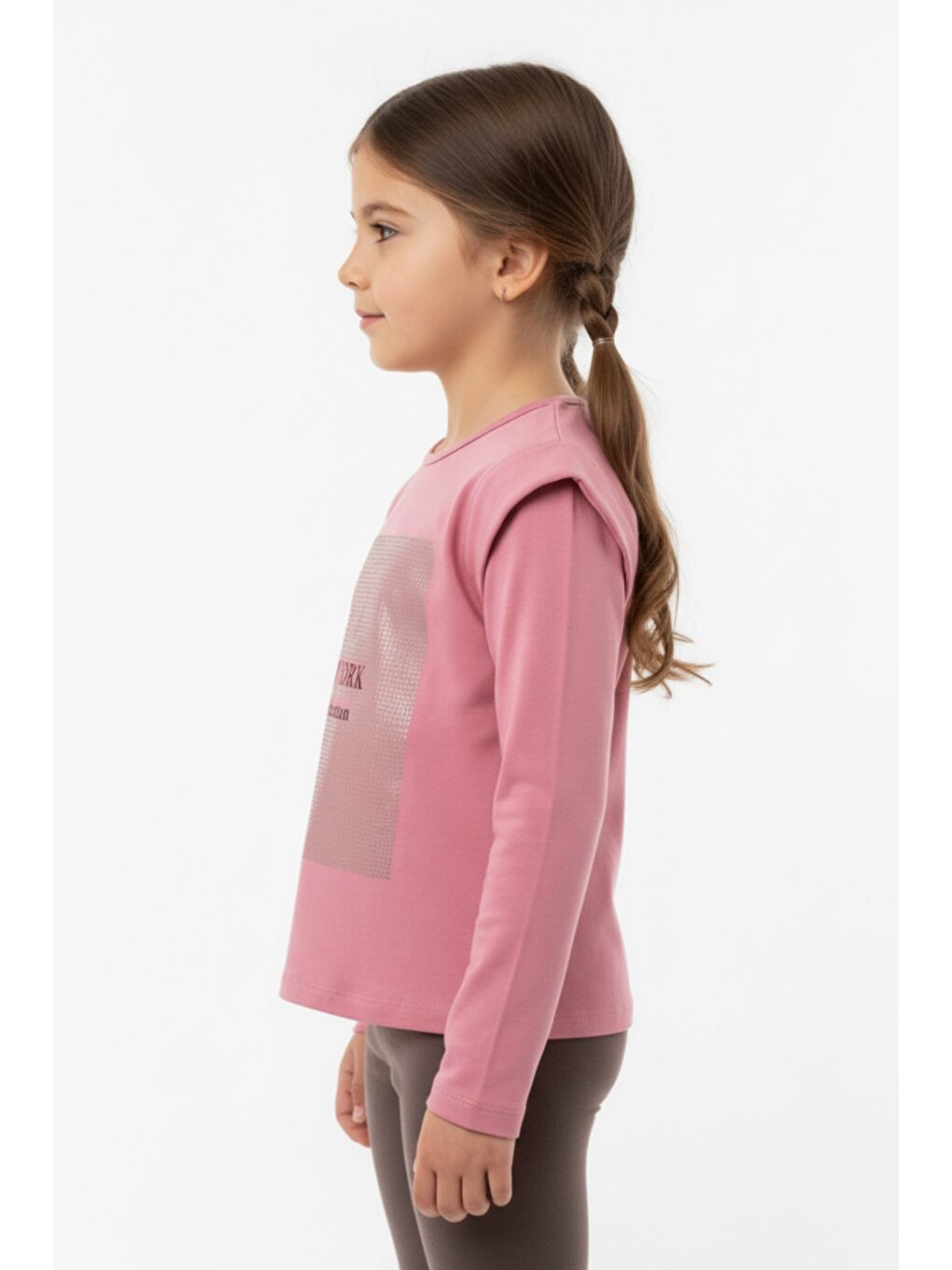 Pembe Kız Çocuk Baskılı Tişört-2