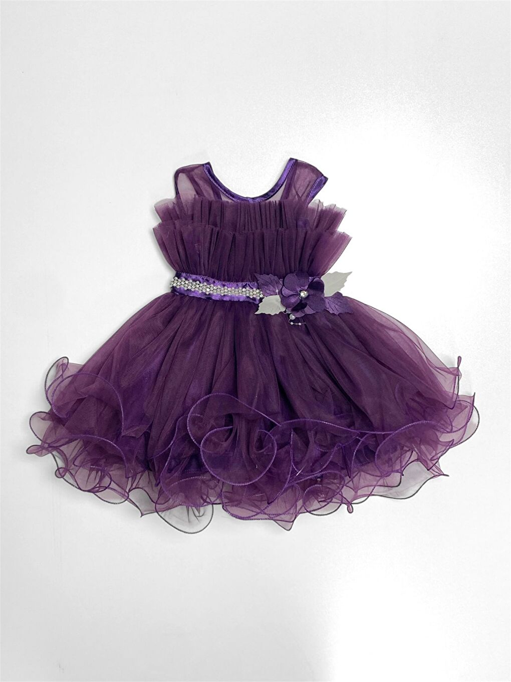 Mor Kız Çocuk Tütülü Vena Elbise MNK285-3