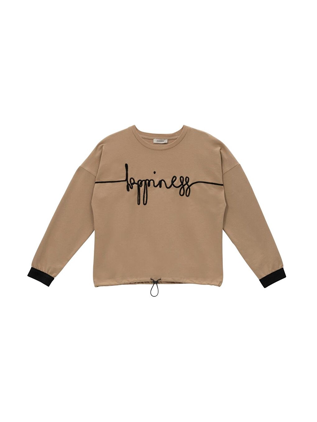 Genç Kız Çocuk Nakış Detaylı Sweatshirt - Bej