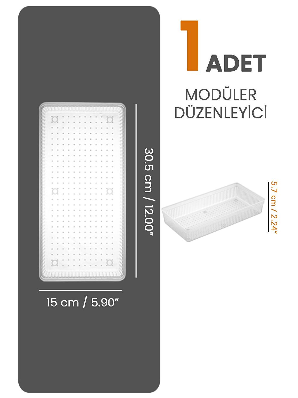 Modüler Çekmece İçi Düzenleyici Banyo Makyaj Takı Organizer Ofis Düzenleyici 30 5 x 15 cm Şeffaf-1