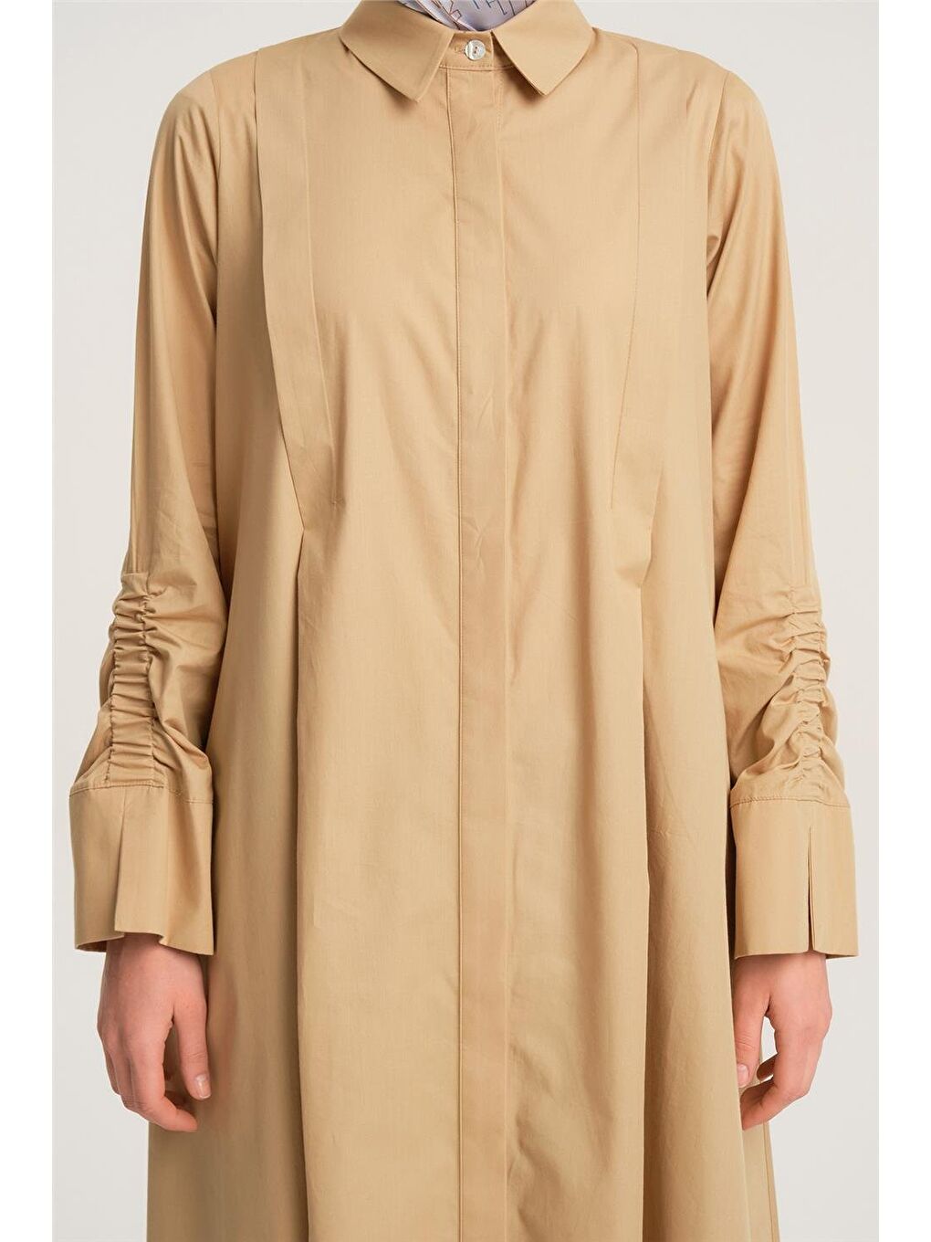 Oversize Tunik Elbise 24Y4105 Bej-4