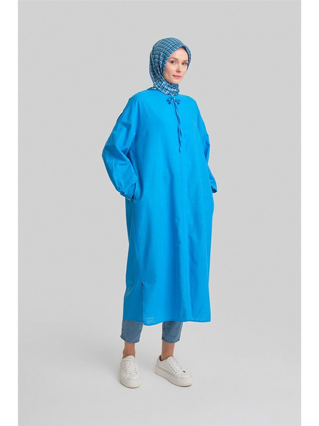Broşlu Tunik24Y4107 Mavi