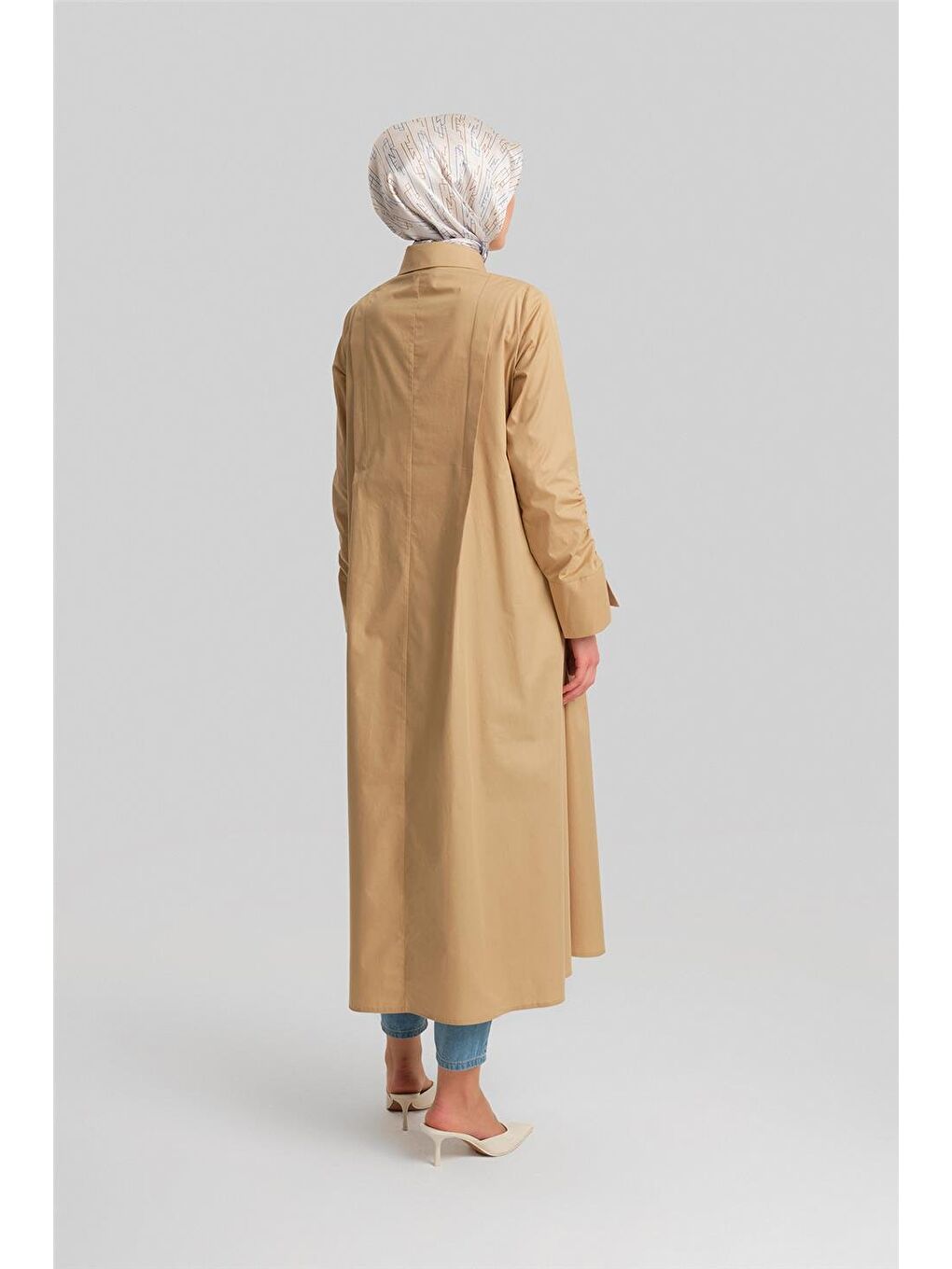 Oversize Tunik Elbise 24Y4105 Bej-5