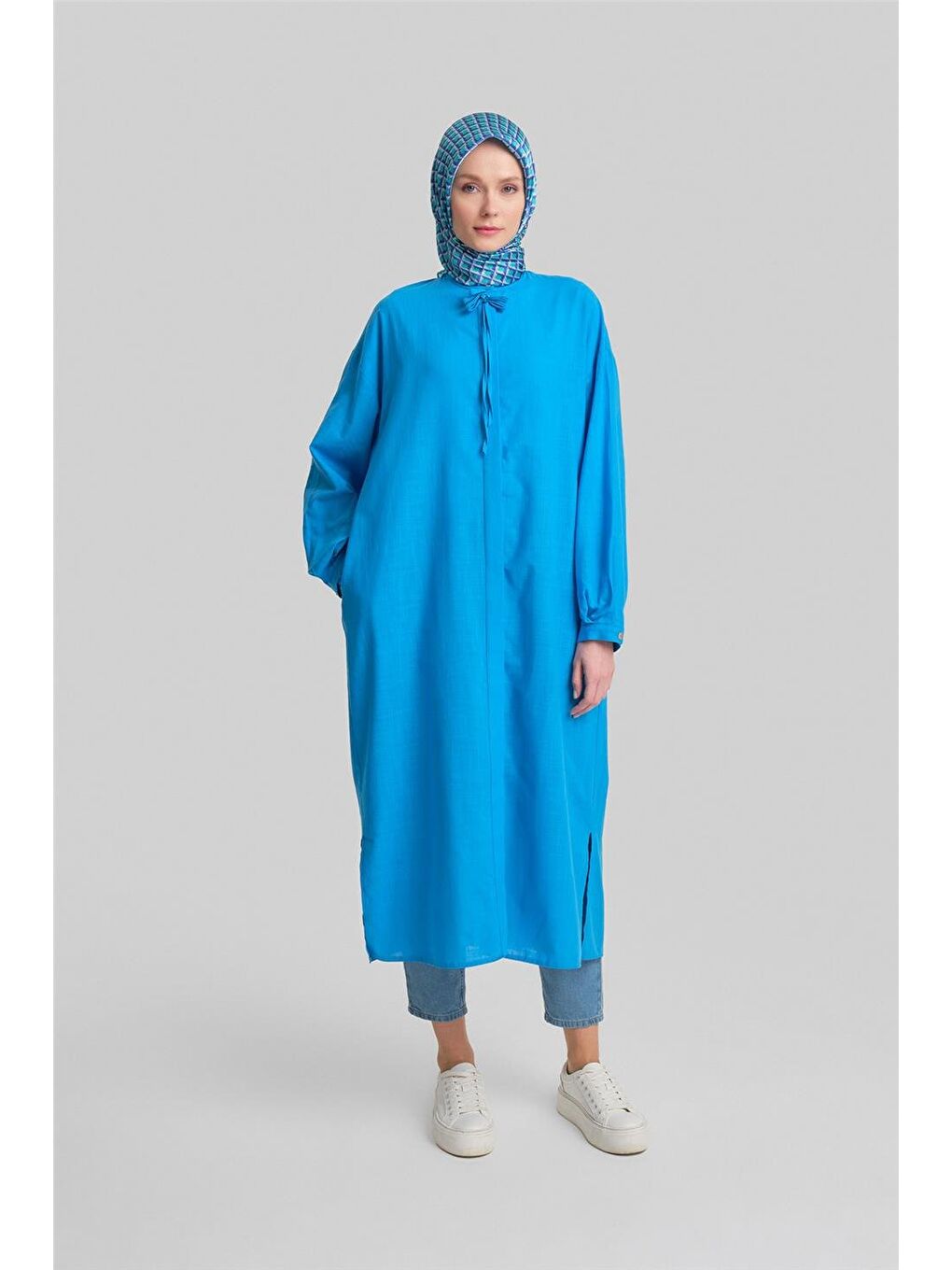 Broşlu Tunik24Y4107 Mavi-2