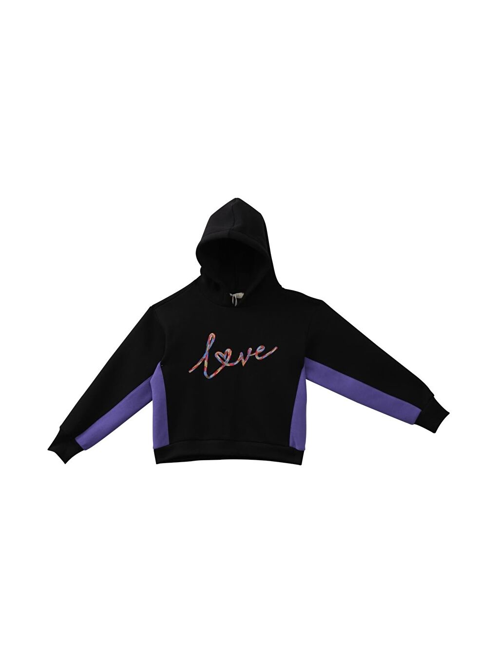 Genç Kız Çocuk Nakış Detaylı Sweatshirt - Siyah