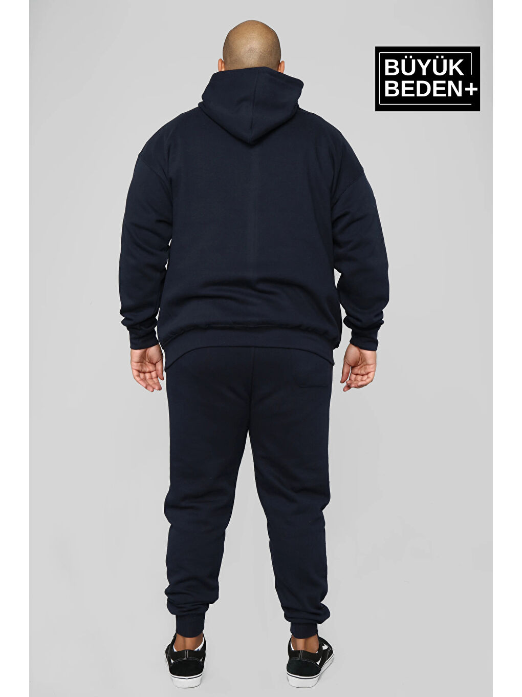 Lacivert Erkek  Kapüşonlu ince Büyük Beden Hoodie SPR24BSW57-2