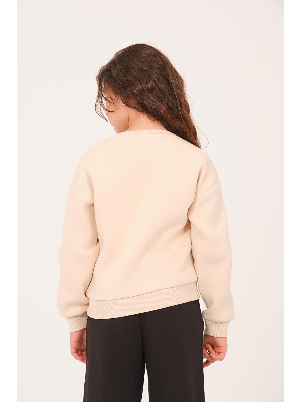 Genç Kız Çocuk Nakış Detaylı Sweatshirt - Ekru-1