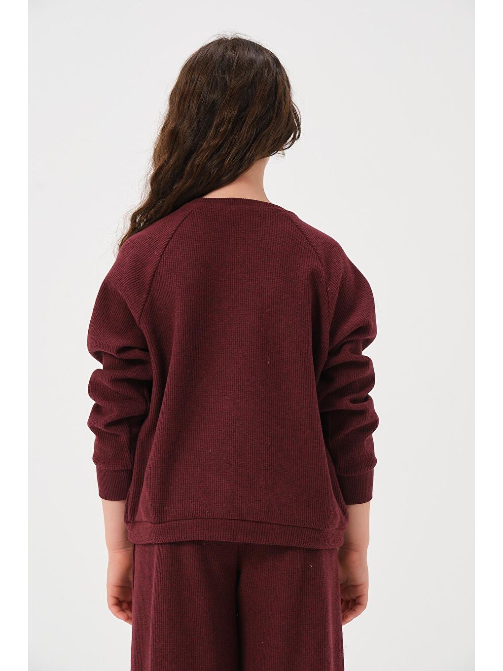 Genç Kız Çocuk Baskılı Sweatshirt - Bordo-1