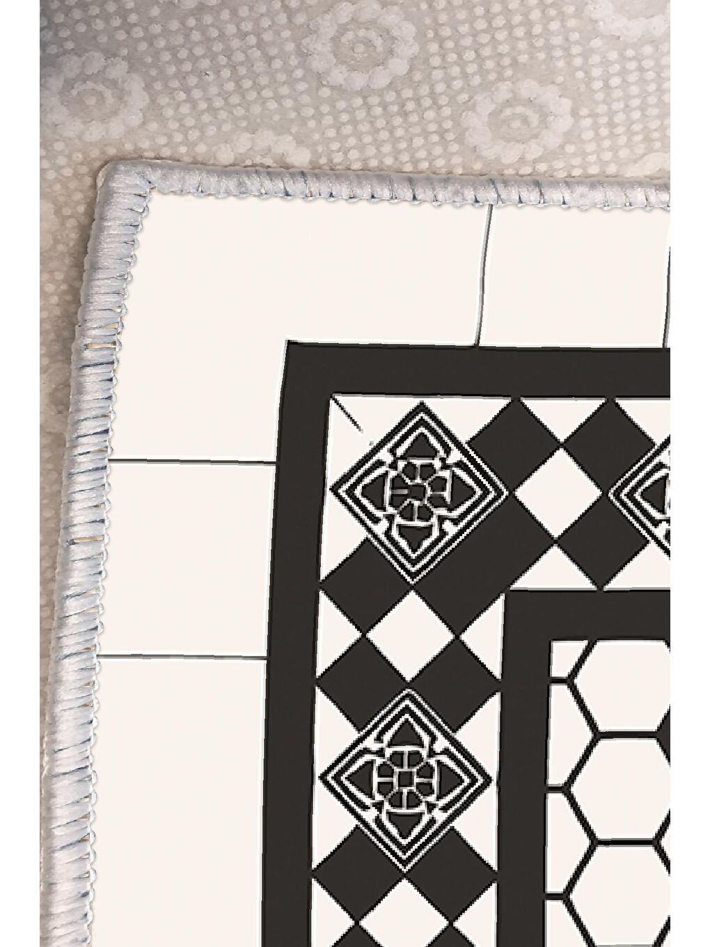 Siyah Dekoratif Özel Tasarım Modern Halısı 60x100 cm-2