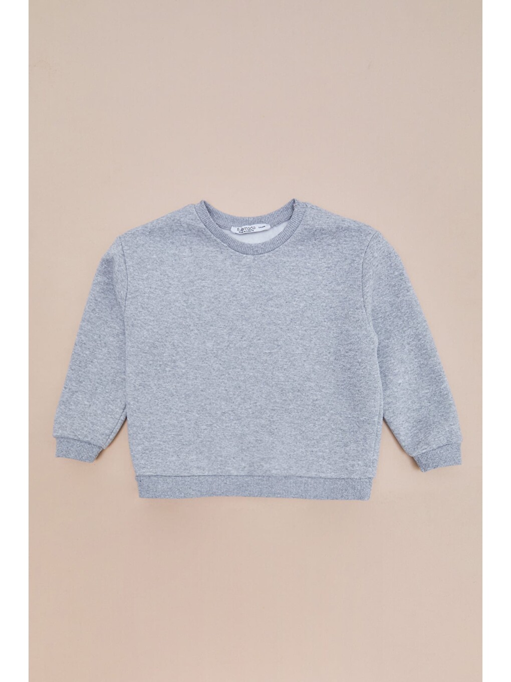 Gri 3 İplik Basic Unisex Çocuk Sweatshirt-3