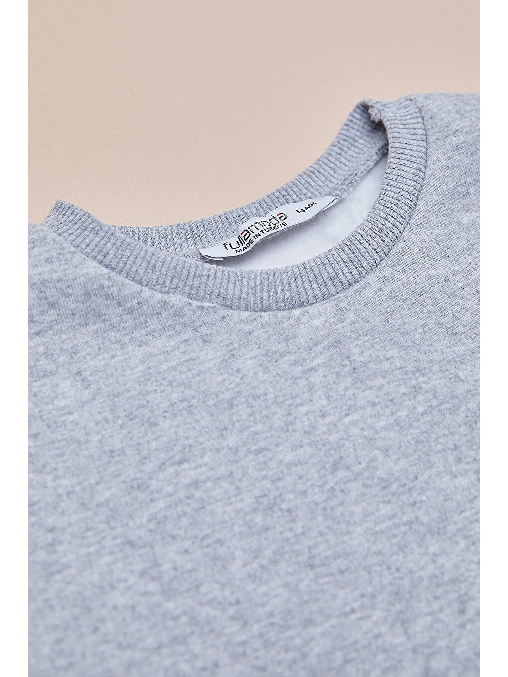 Gri 3 İplik Basic Unisex Çocuk Sweatshirt-4