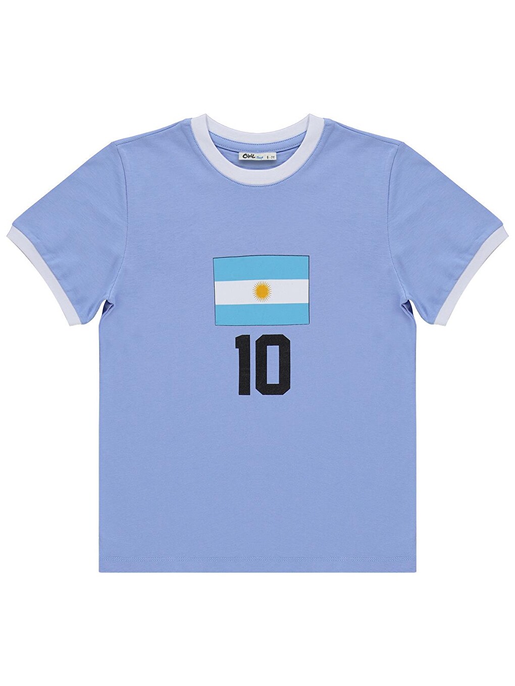 Boys Argentina Baskılı 2'li 6-9 Yaş Takım - Pamuk Forma - Mavi-1