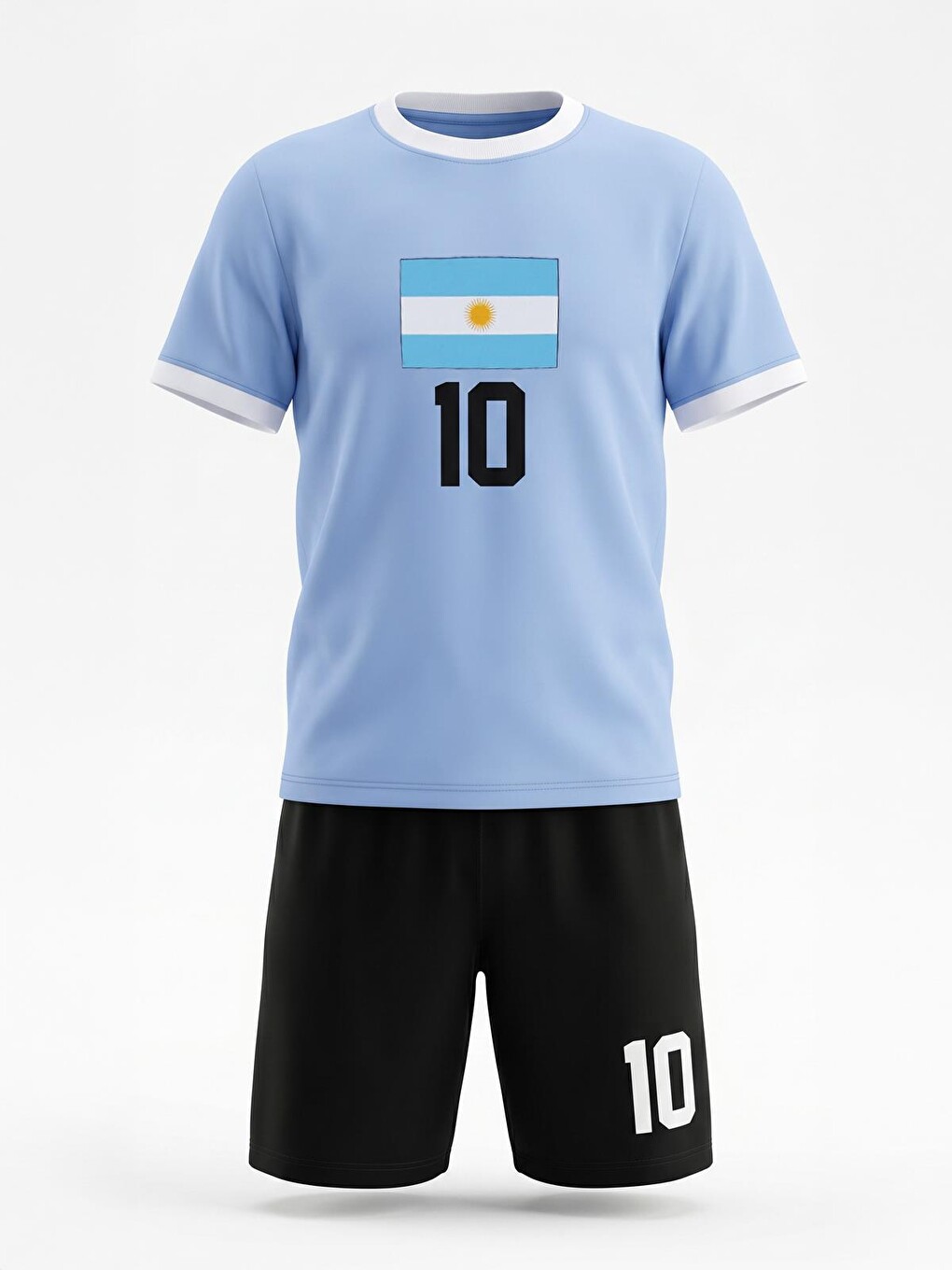 Boys Argentina Baskılı 2'li 6-9 Yaş Takım - Pamuk Forma - Mavi-3