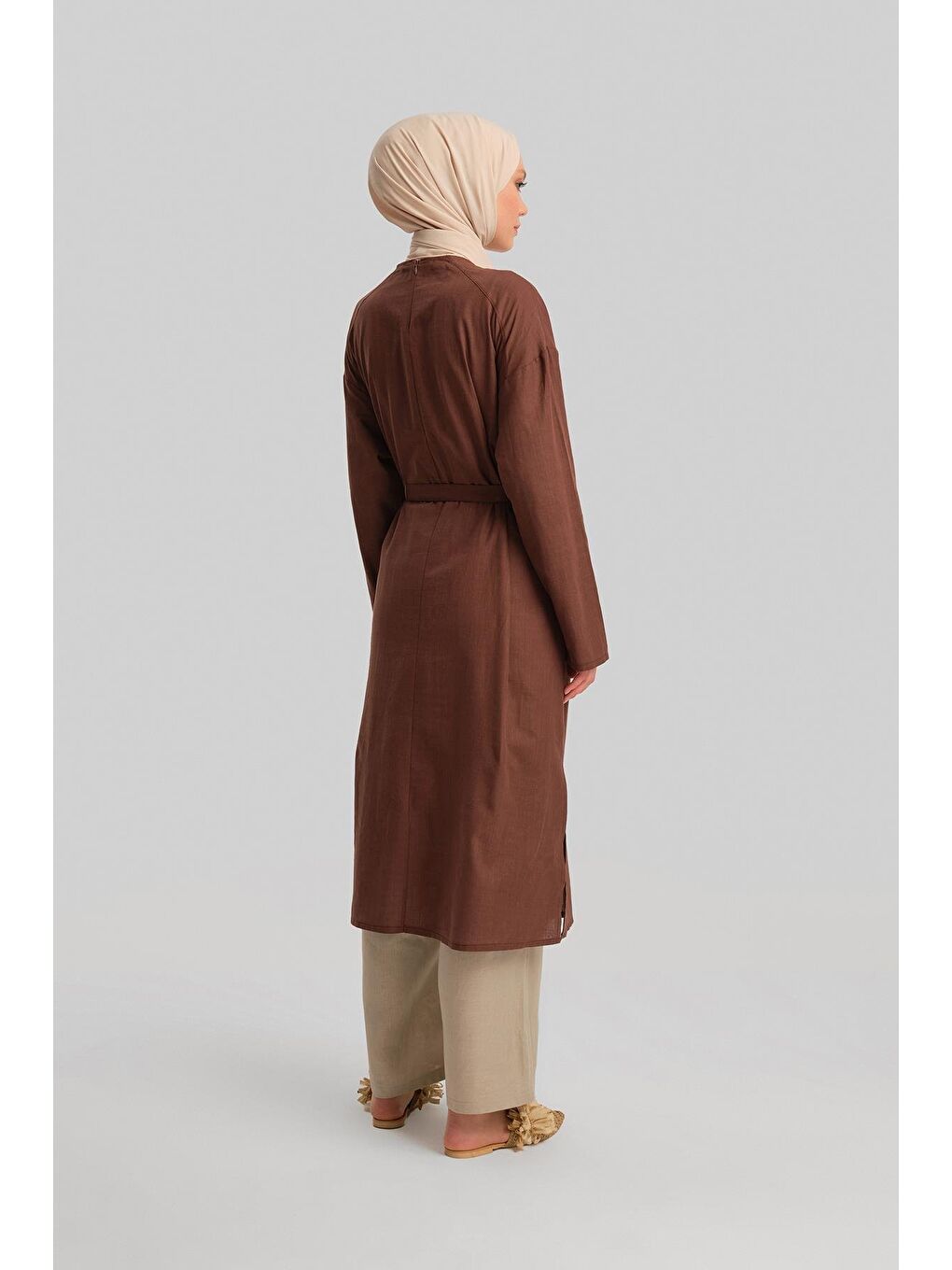 Kemerli Pamuk Tunik  24Y4103 Kahverengi-5