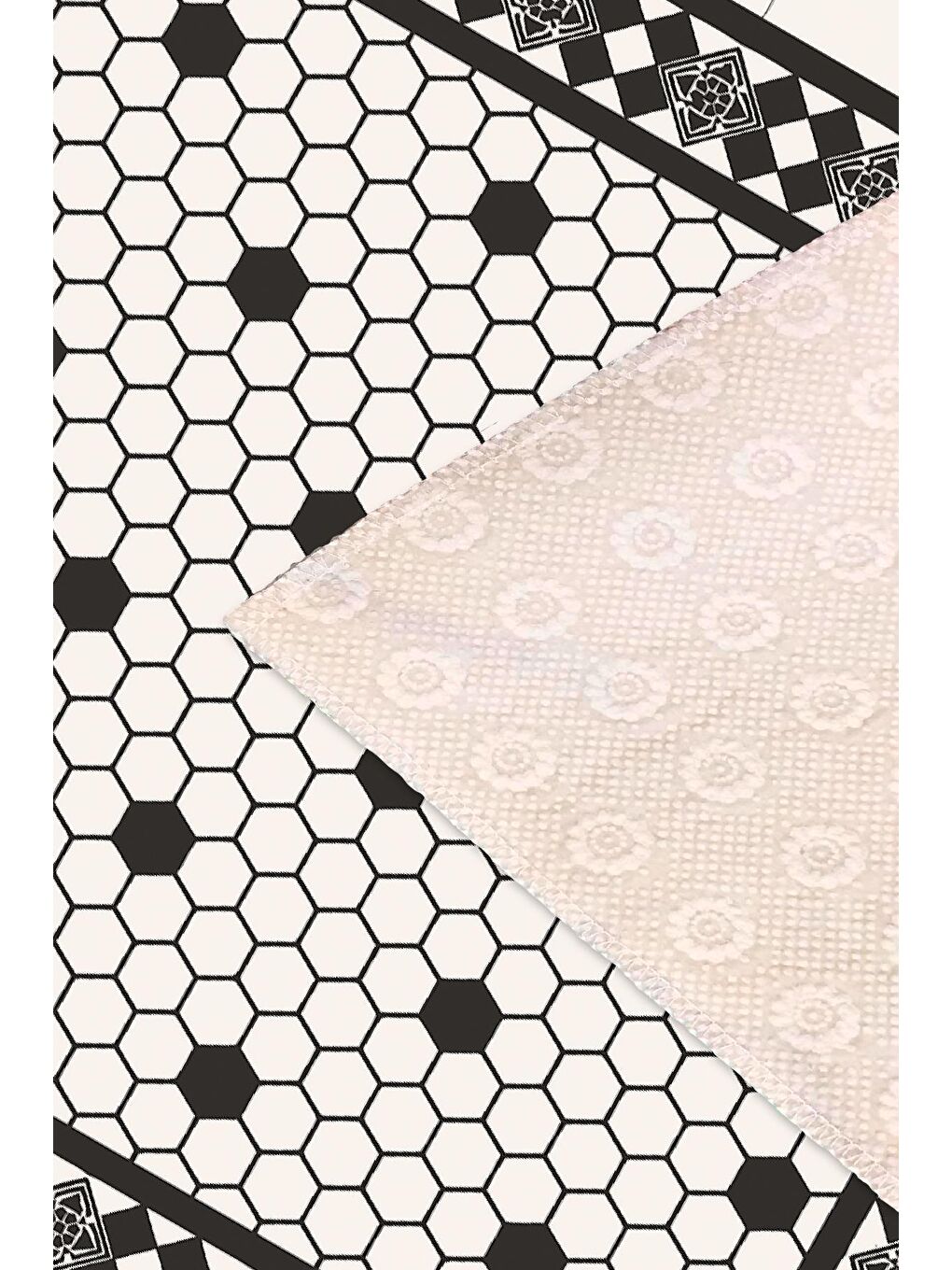 Siyah Dekoratif Özel Tasarım Modern Halısı 60x100 cm-3