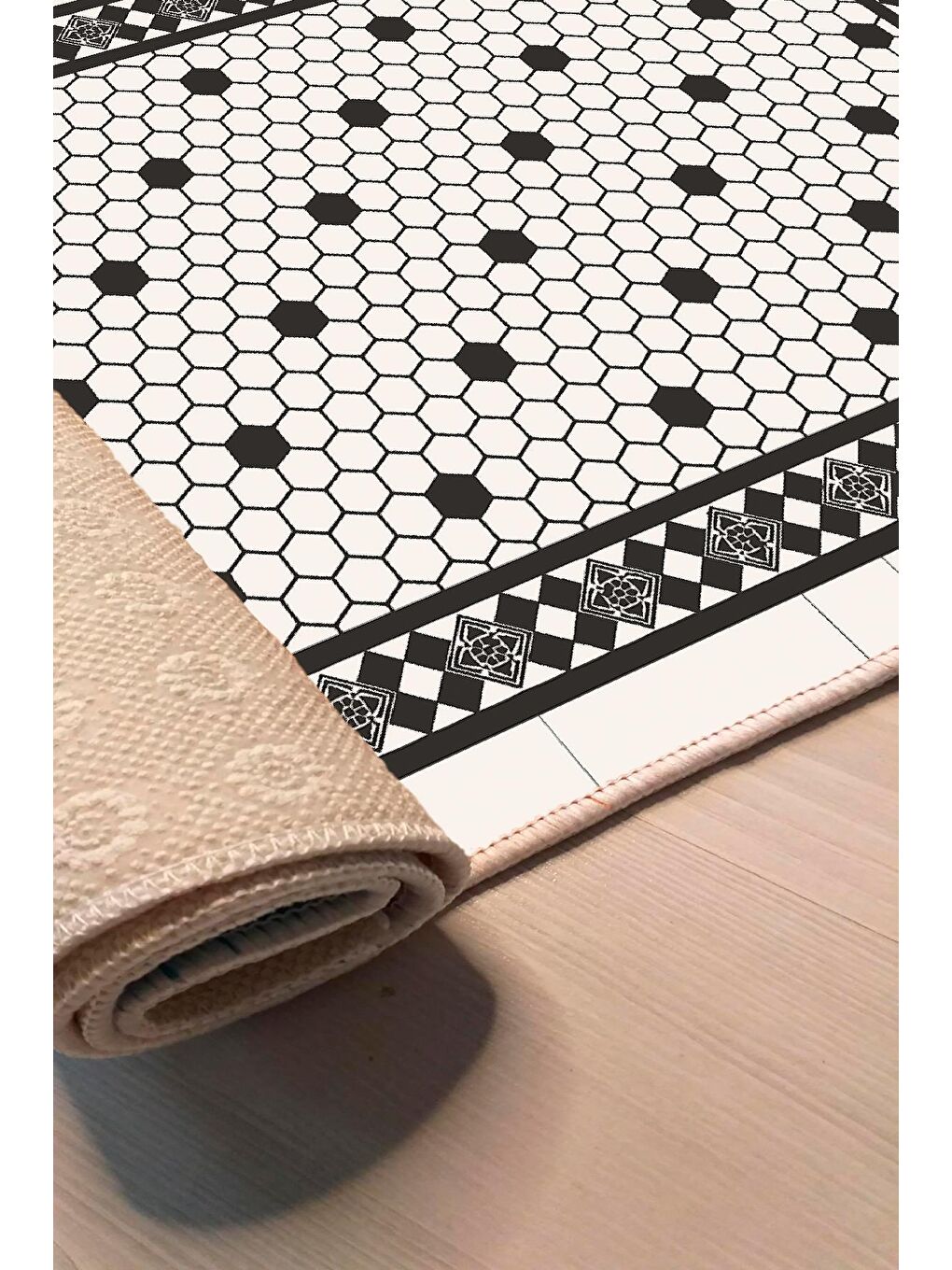 Siyah Dekoratif Özel Tasarım Modern Halısı 60x100 cm-4