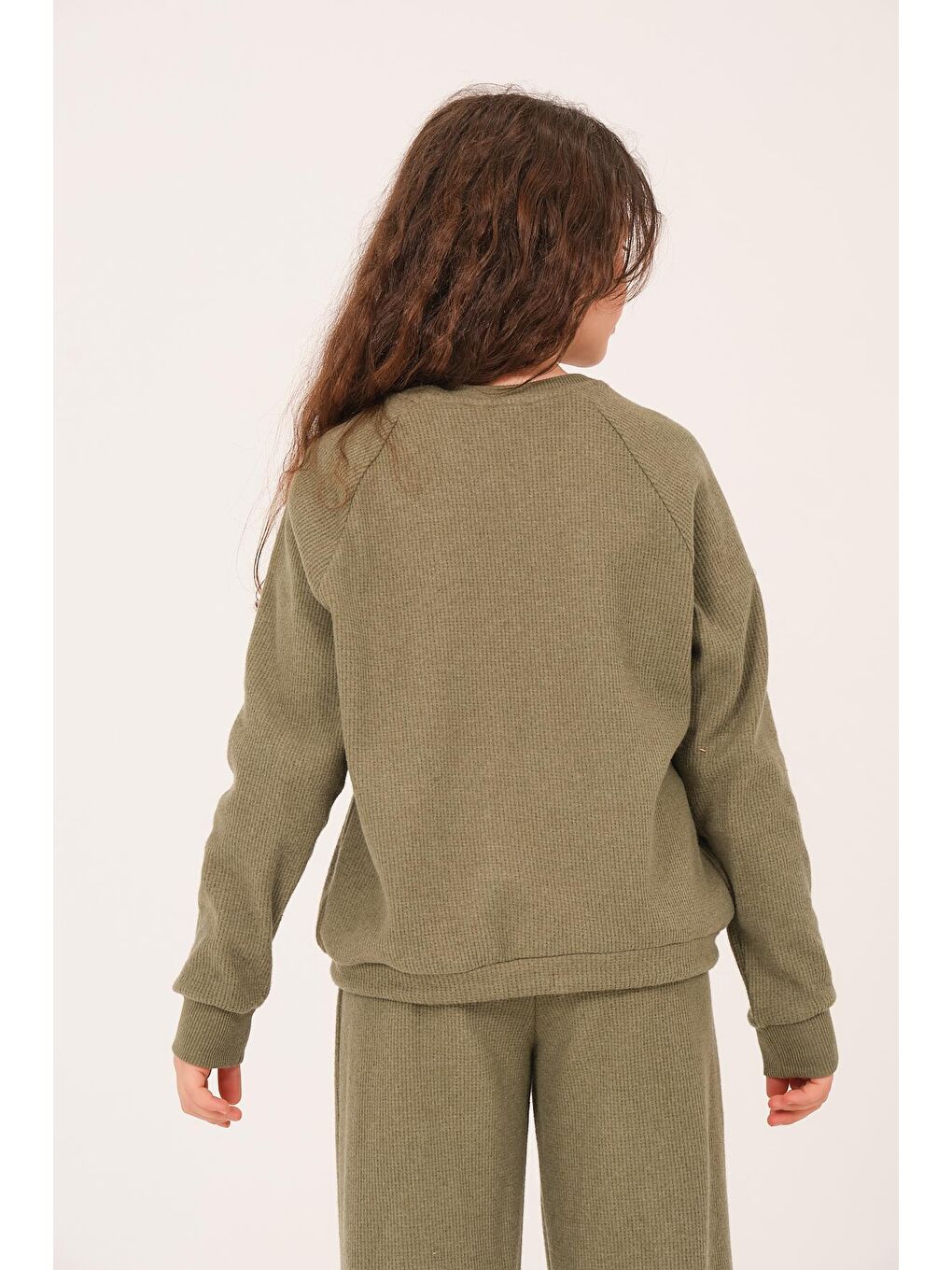 Genç Kız Çocuk Baskılı Sweatshirt - Haki-2