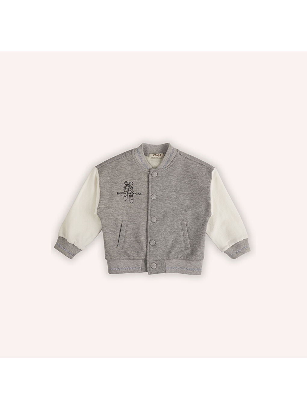 Gri Kız Çocuk Nakış Detaylı Örme Ceket-2