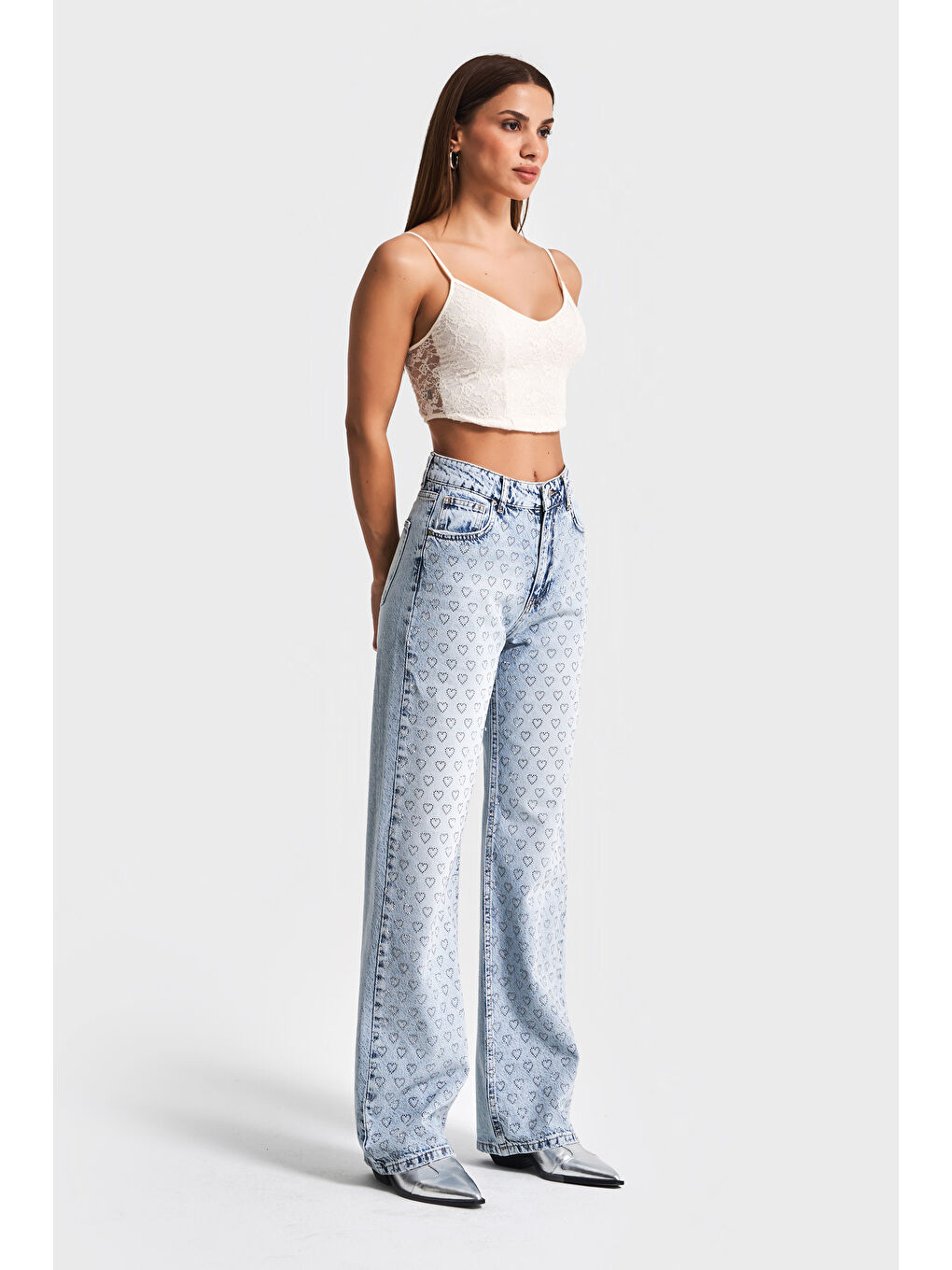 Mavi Kadın Snow Jean Rengi T5 4S5 27 Straight Fit Kalpli Parlak Taşlı Tasarım Denim Jean-6