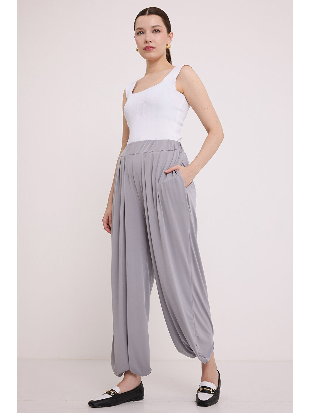 Kadın Gri Şalvar Pantolon 6659