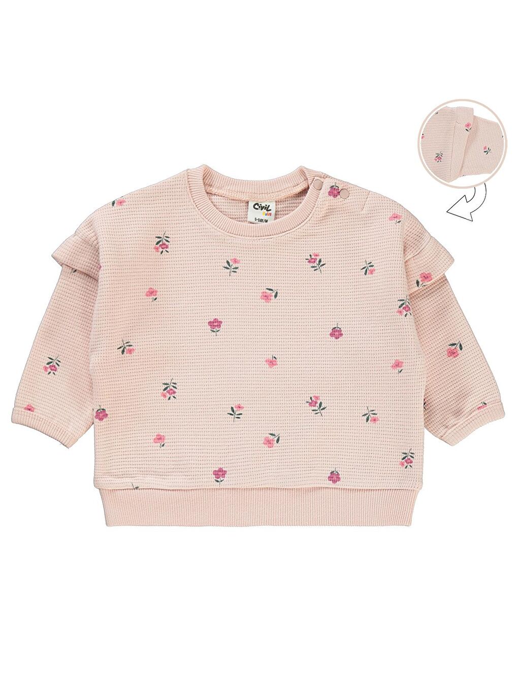 Civil Pembe Baby Kız Bebek Sweatshirt 6-18 Ay Pudra