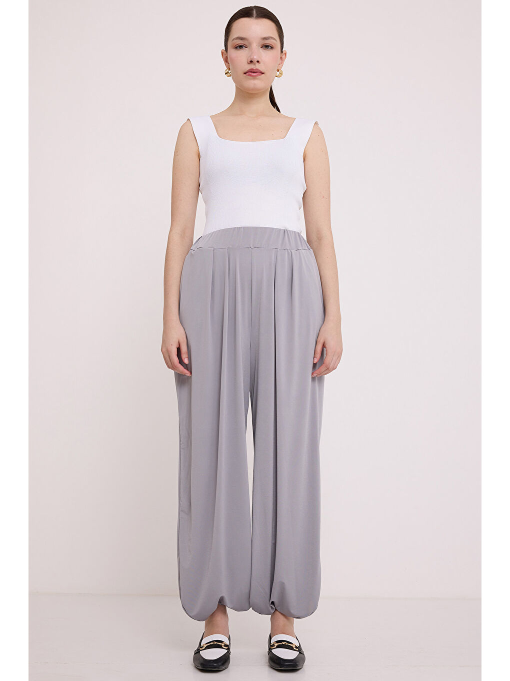 Kadın Gri Şalvar Pantolon 6659-3