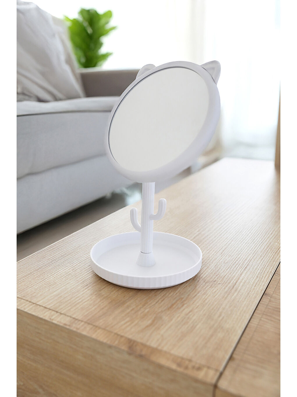 Kedi Kulaklı Masa Üstü Askılıklı Makyaj Aynası-1