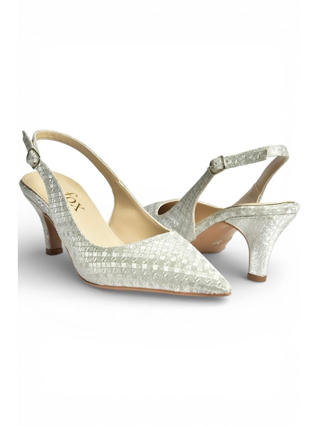 Gri Gümüş Kadın Topuklu Ayakkabı Y572471514-6
