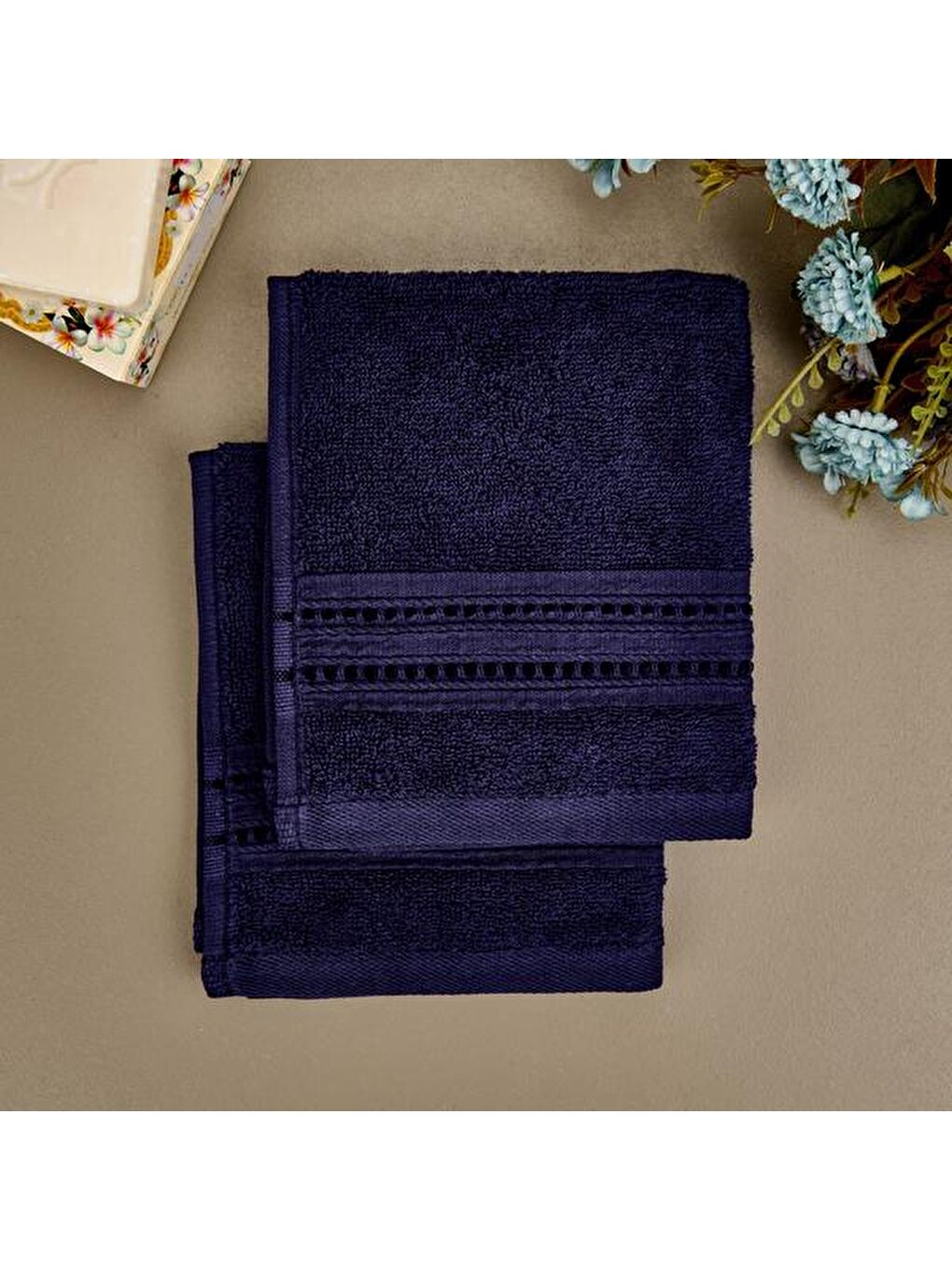 Soft Lapa 2'li Havlu Seti - Lacivert - 30x30 cm