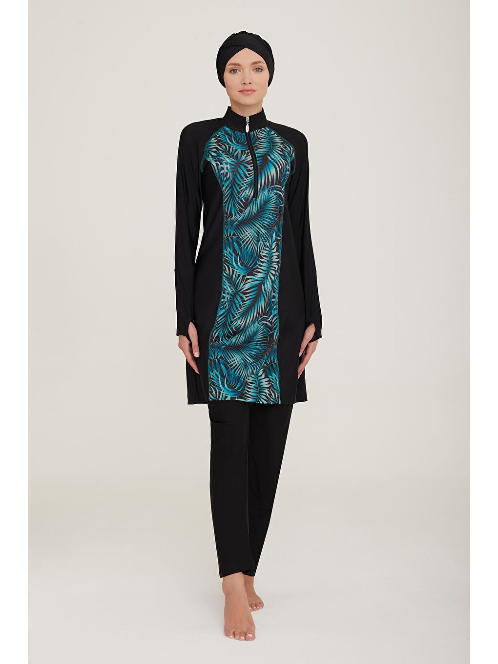 Likralı Tam Kapalı Tesettür Mayo Macella 1 4419 Siyah-1