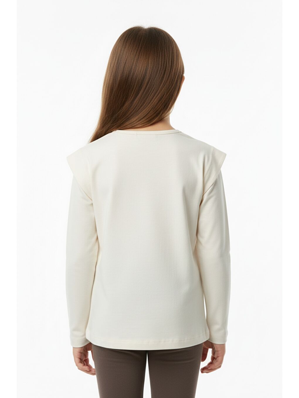 Ekru Kız Çocuk Baskılı Tişört-3