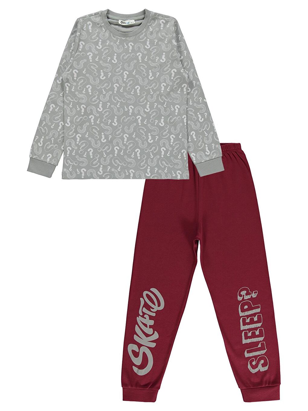 Boys Erkek Çocuk 10-13 Yaş Pijama Takımı Gri