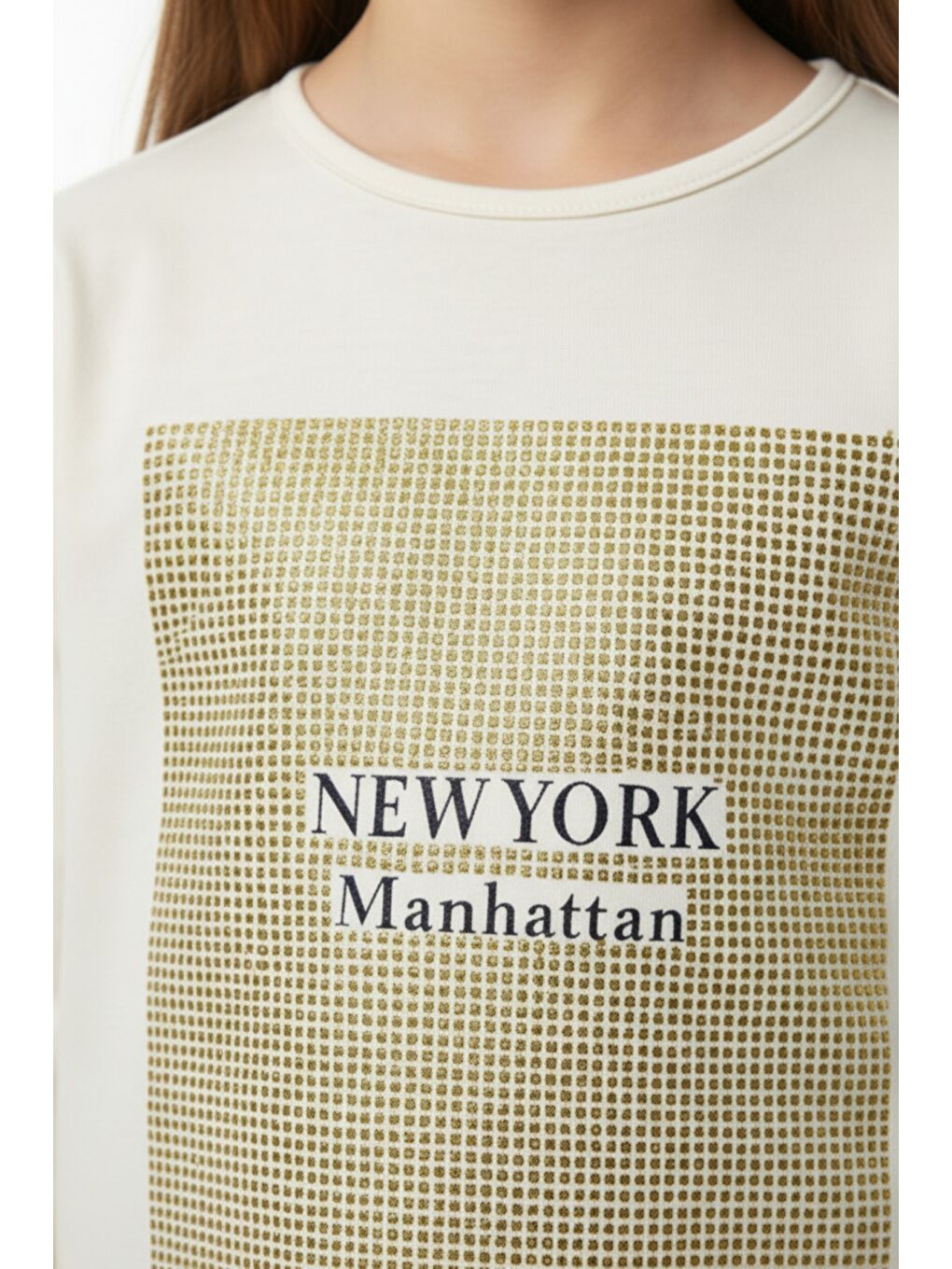 Ekru Kız Çocuk Baskılı Tişört-4