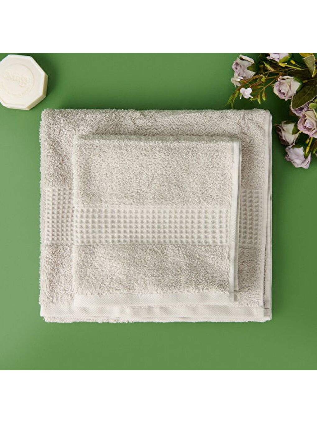 Evidea Soft 2'li Havlu Seti - Gri - 60x110 cm + 40x60 cm