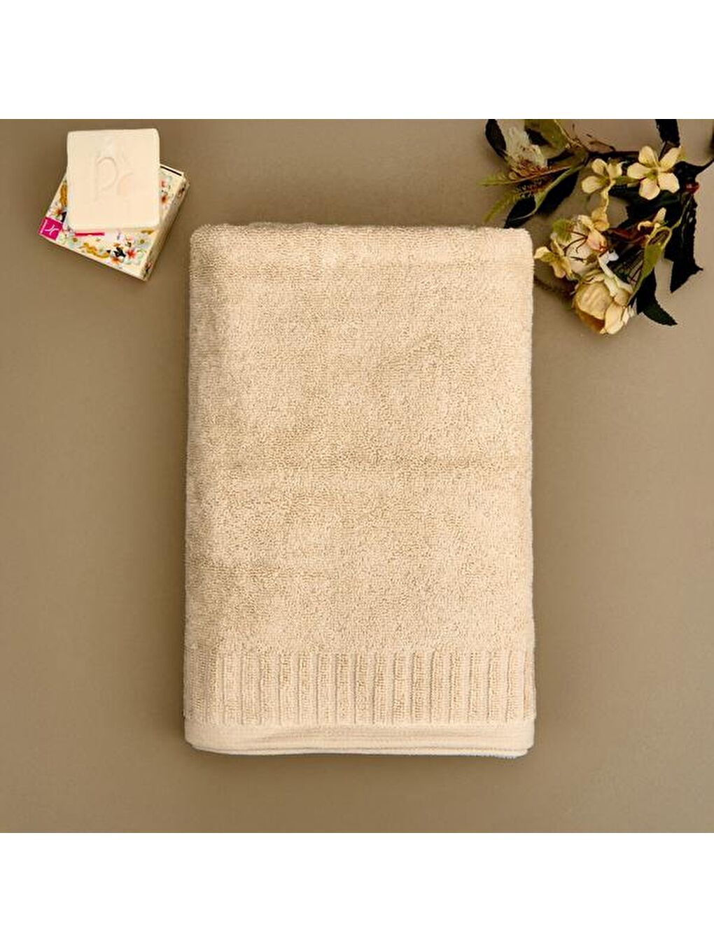 Ekru Soft Patte Banyo Havlusu - Krem - 70x140 cm