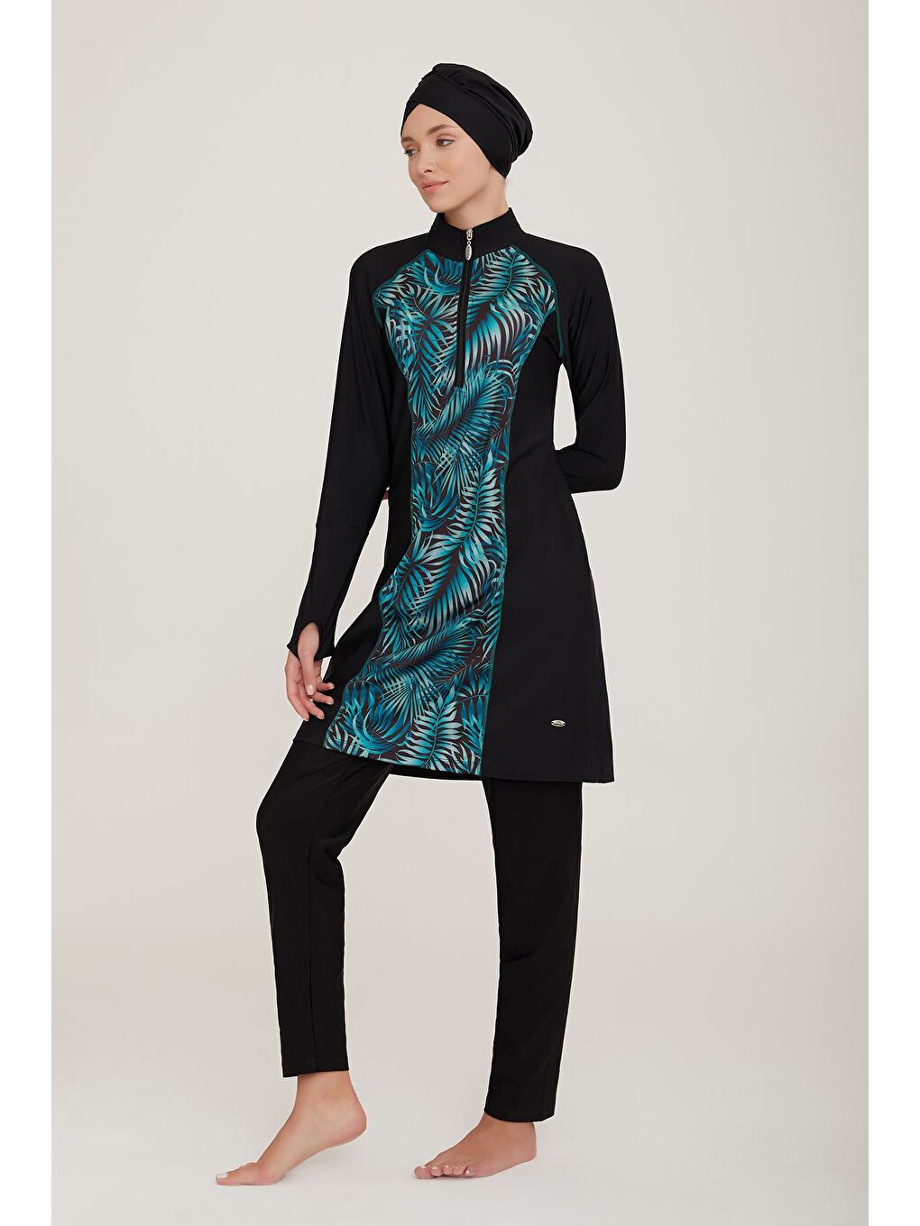 Likralı Tam Kapalı Tesettür Mayo Macella 1 4419 Siyah-3