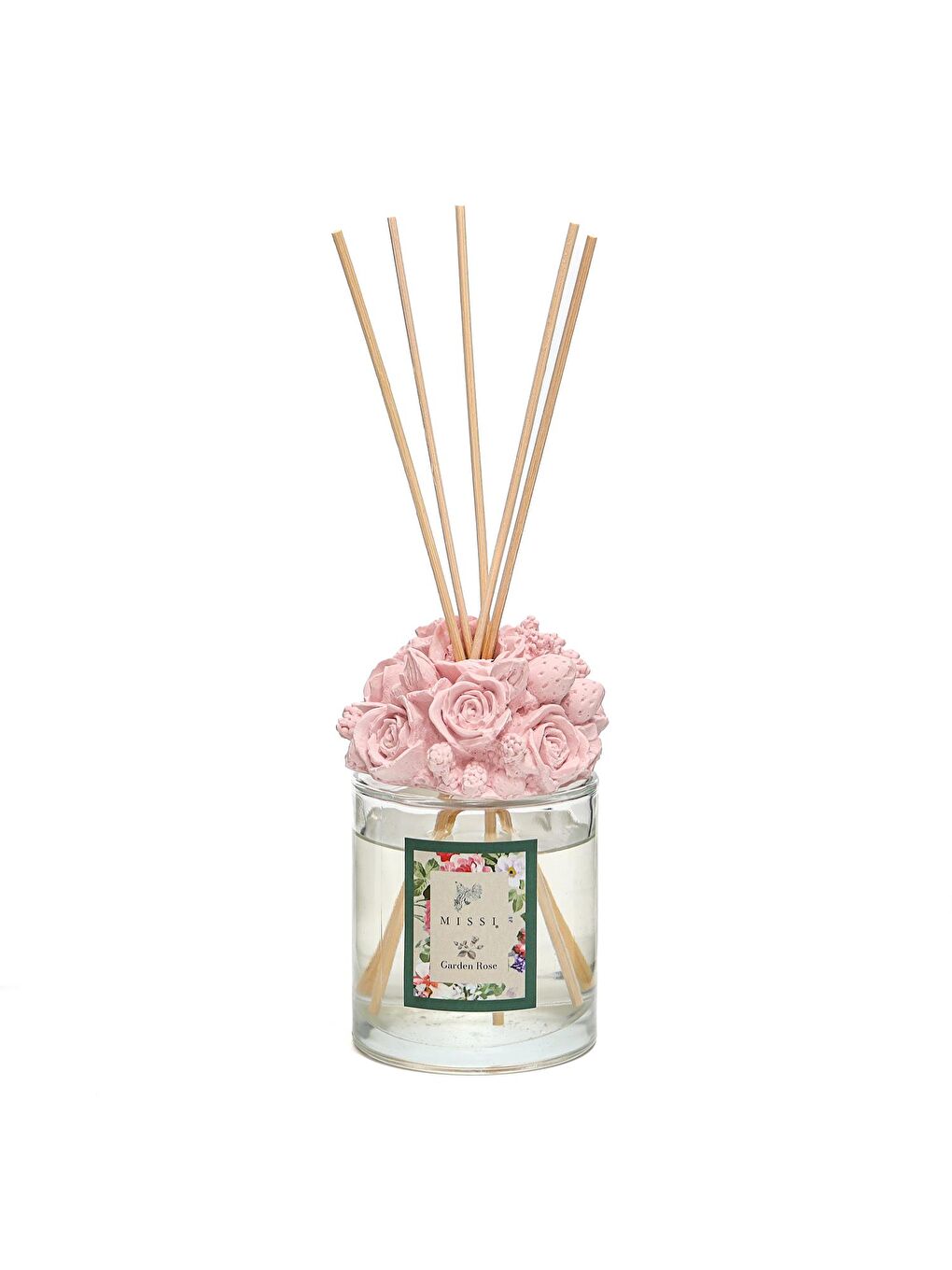 100 ml Pembe Seramik Taş Bambu Çubuklu Garden Rose Oda Kokusu